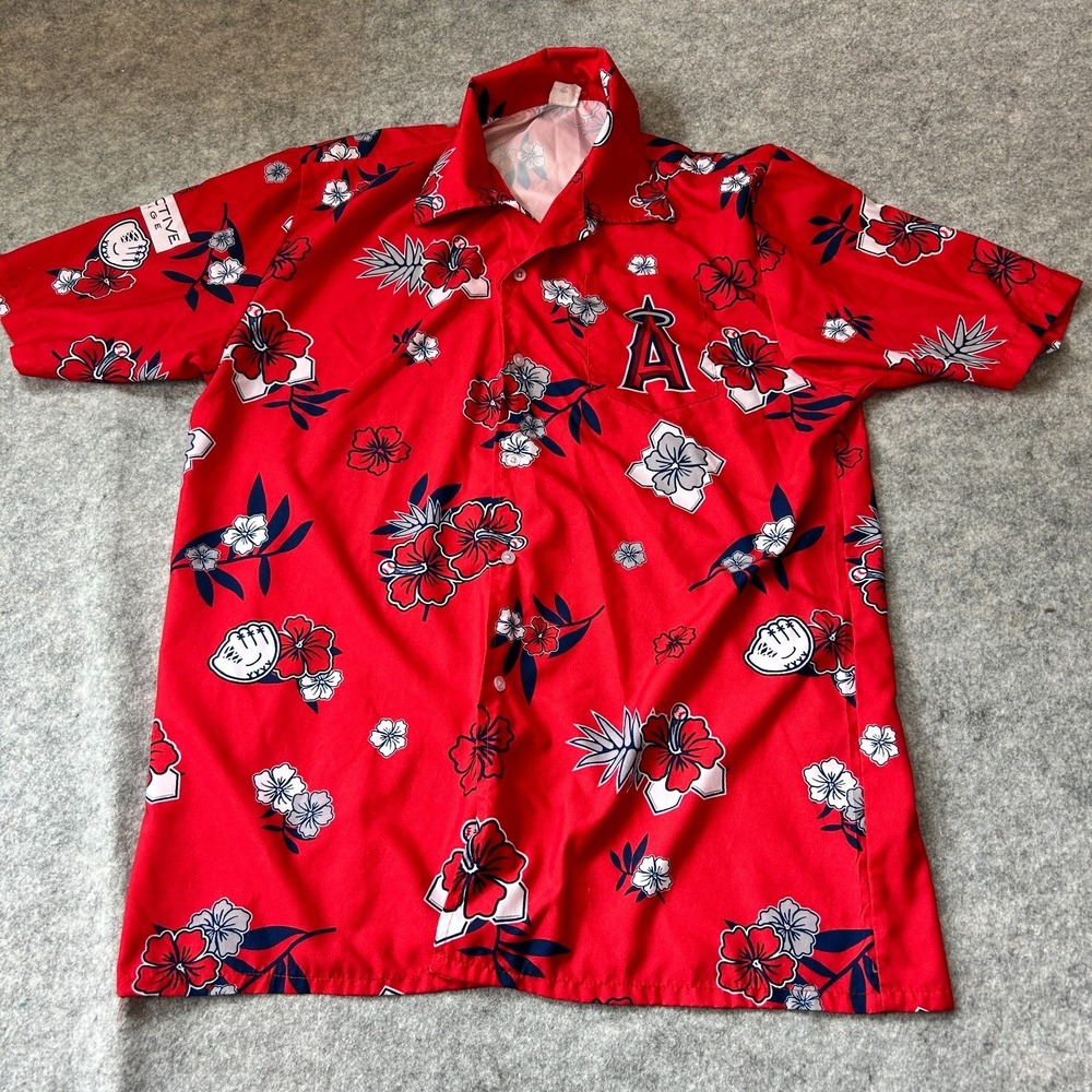 Anaheim Angels MLB Baseball Hawaiin Aloha Shirt Giveaway Sz Mens XL (OSFM)